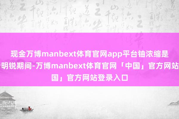 现金万博manbext体育官网app平台铀浓缩是一项顶端明锐期间-万博manbext体育官网「中国」官方网站登录入口