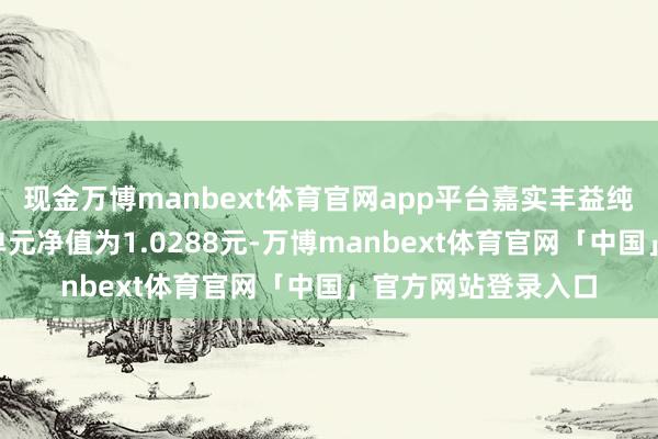 现金万博manbext体育官网app平台嘉实丰益纯债依期债券A最新单元净值为1.0288元-万博manbext体育官网「中国」官方网站登录入口