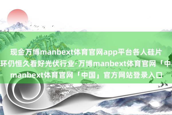 现金万博manbext体育官网app平台各人硅片出货第一的龙头TCL中环仍恒久看好光伏行业-万博manbext体育官网「中国」官方网站登录入口