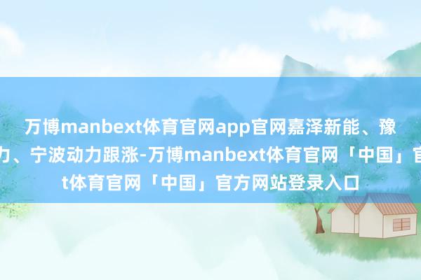 万博manbext体育官网app官网嘉泽新能、豫能控股、银星动力、宁波动力跟涨-万博manbext体育官网「中国」官方网站登录入口